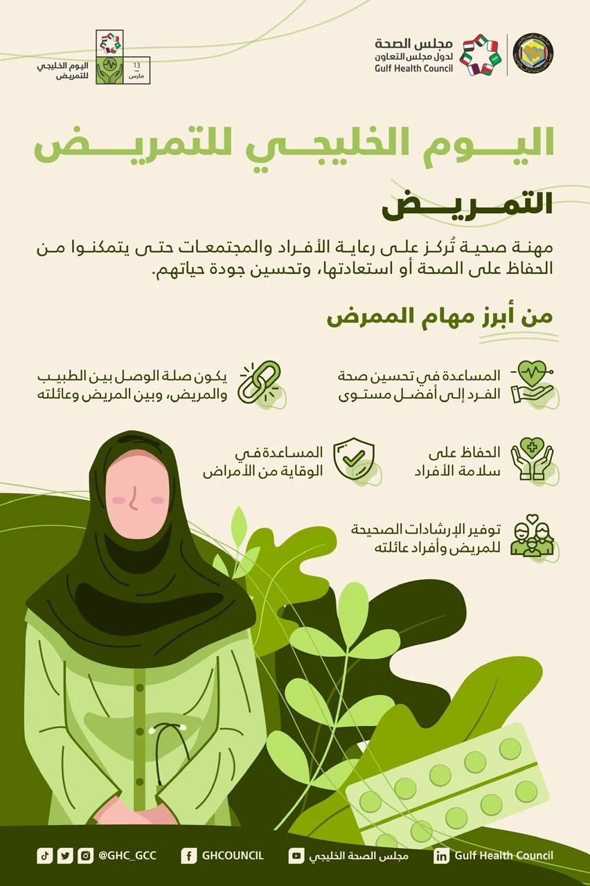 مجلس الصحة الخليجي يفعل يوم التمريض ويلخص أهم صفاته ومهامه