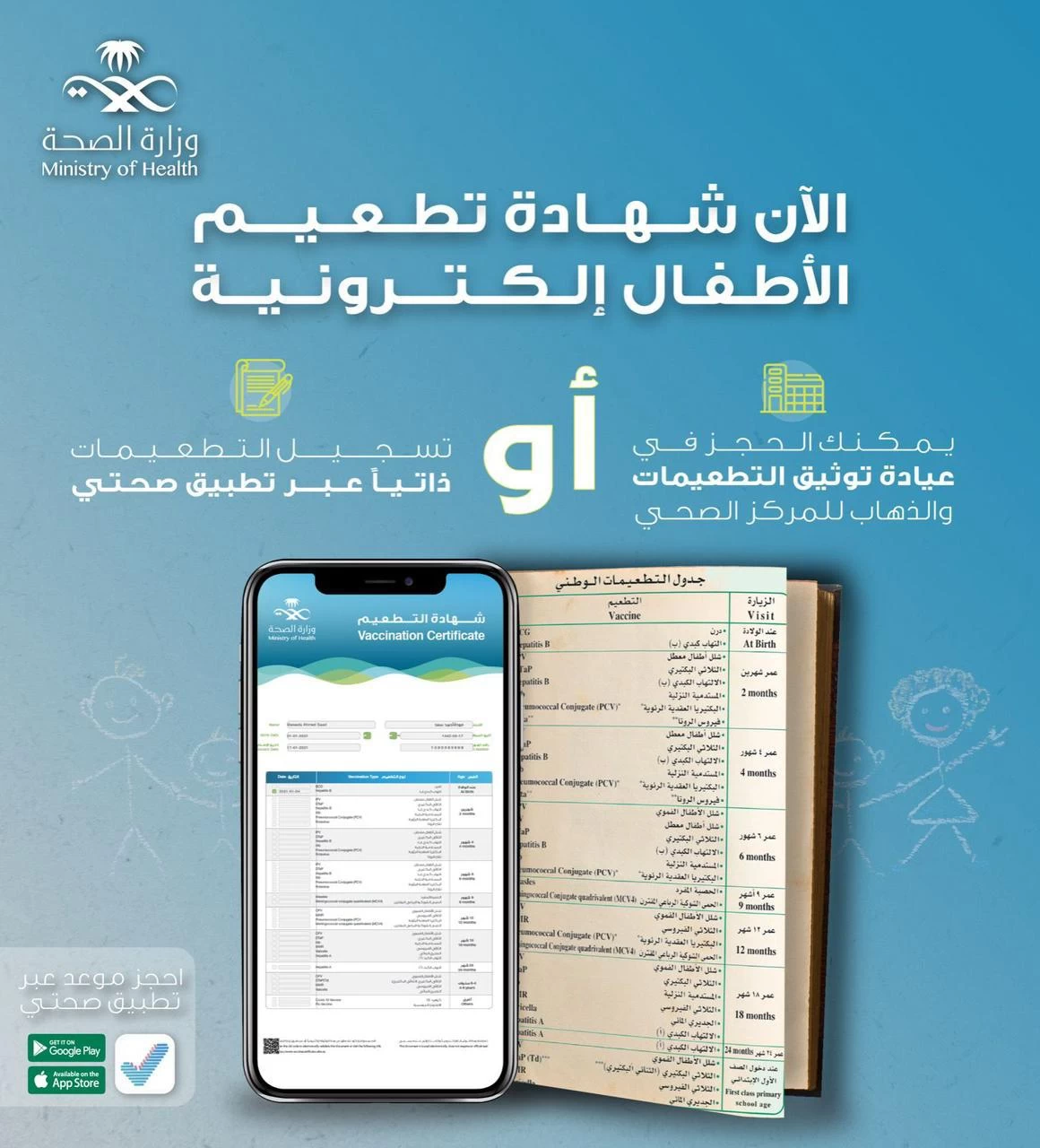 الصحة" تجدد تحفيز المواطنين بالمسارعة في تحويل كروت تطعيم أبنائهم الورقية إلى الرقمية.