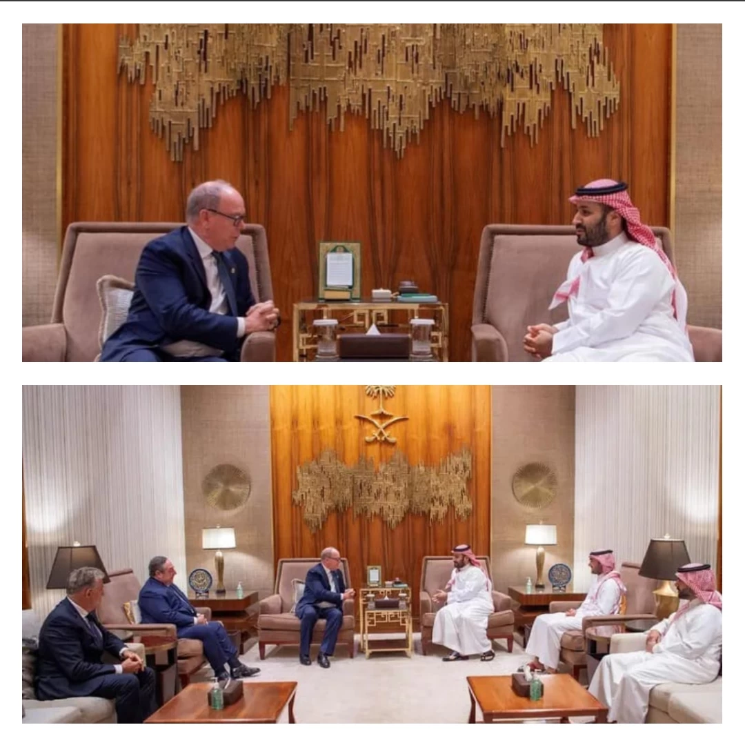 سمو ولي العهد يلتقي أمير إمارة موناكو