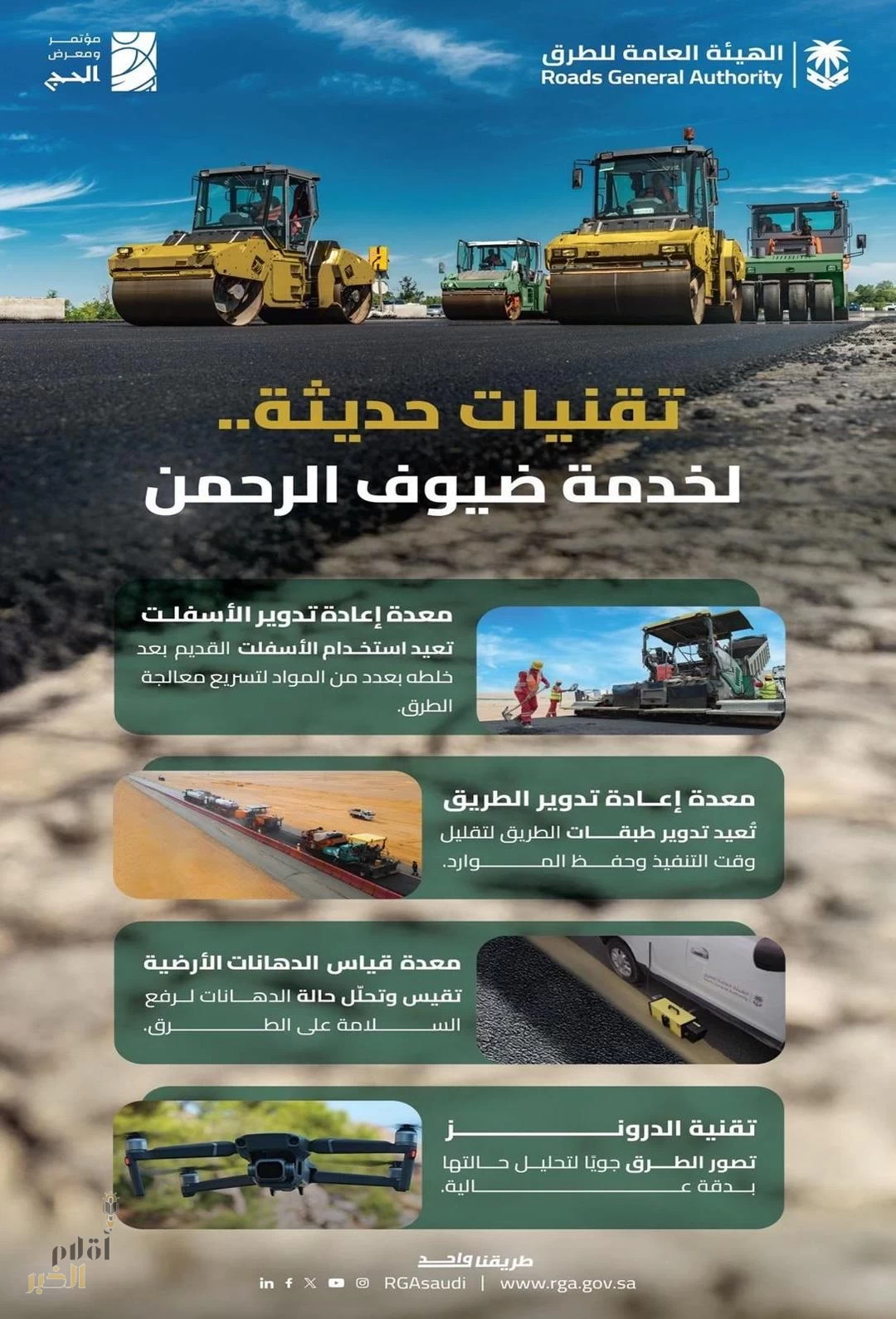 "هيئة الطرق" تستعرض أسطول معدات المسح على هامش مؤتمر ومعرض الحج 2025