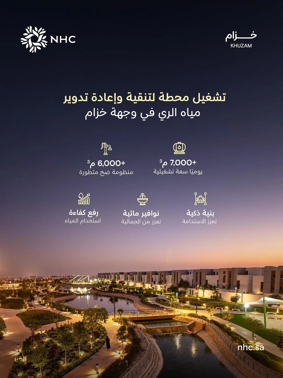 NHC تُشغّل محطة لتنقية وإعادة تدوير مياه الري في وجهة خزام