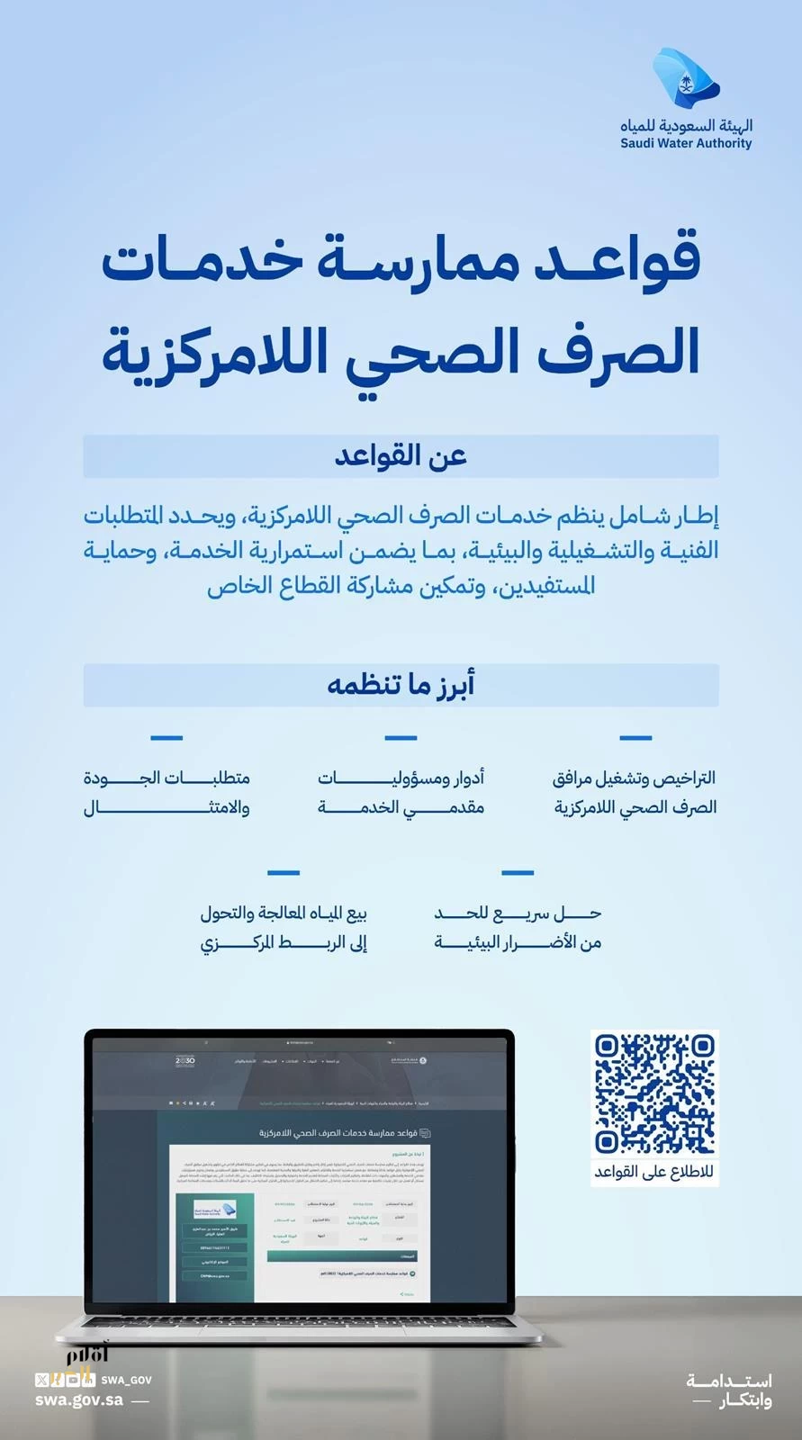 الهيئة السعودية للمياه تُصدر قواعد ممارسة خدمات الصرف الصحي اللامركزية