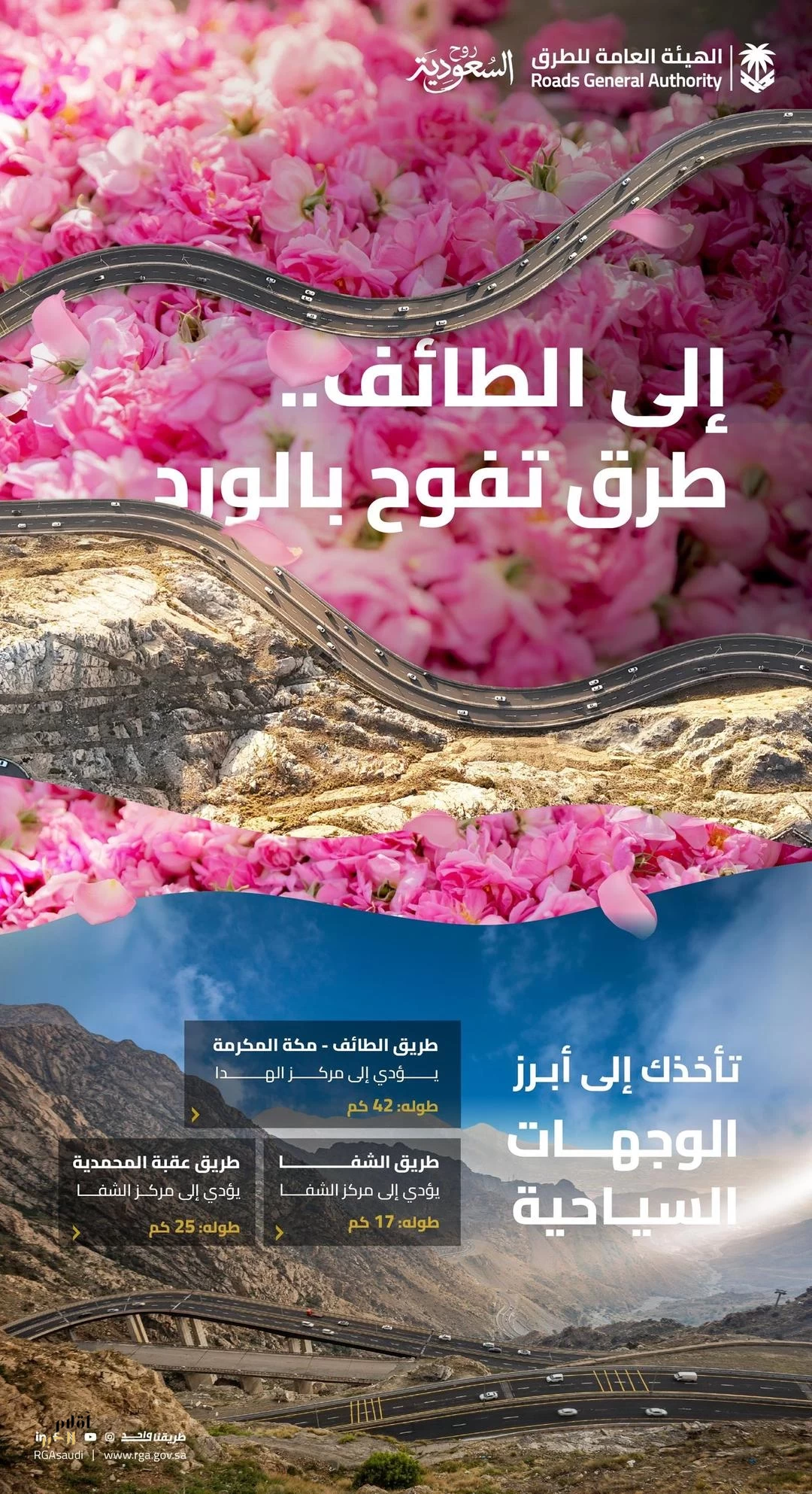 "هيئة الطرق": الطائف وجهة سياحية رائدة تستقطب الزوار بمعالمها التاريخية وشبكة طرق متطورة