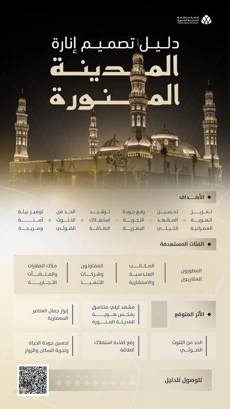 أمانة المدينة المنورة تُطلق دليل تصميم الإنارة لتعزيز الهوية العمرانية بالمنطقة