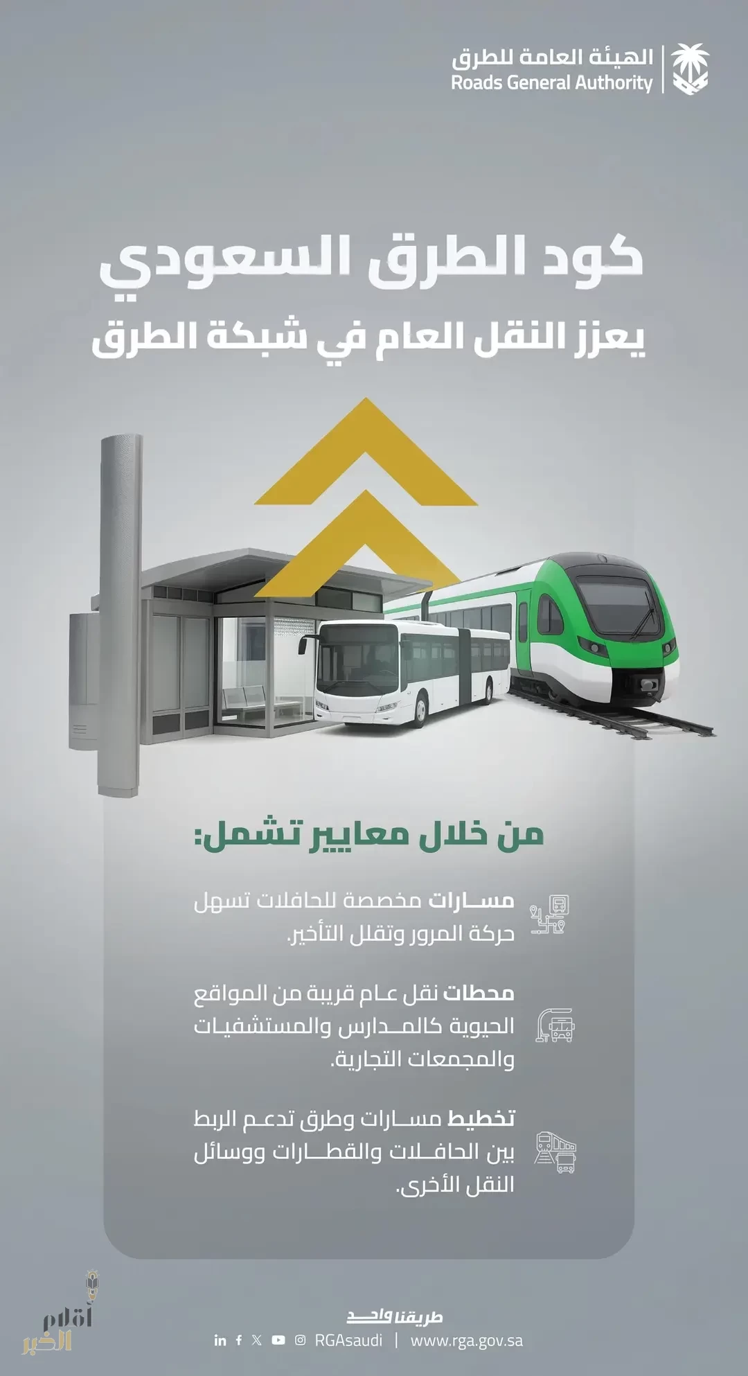 هيئة الطرق: كود الطرق السعودي يعزز التكامل مع منظومة النقل العام على شبكة الطرق