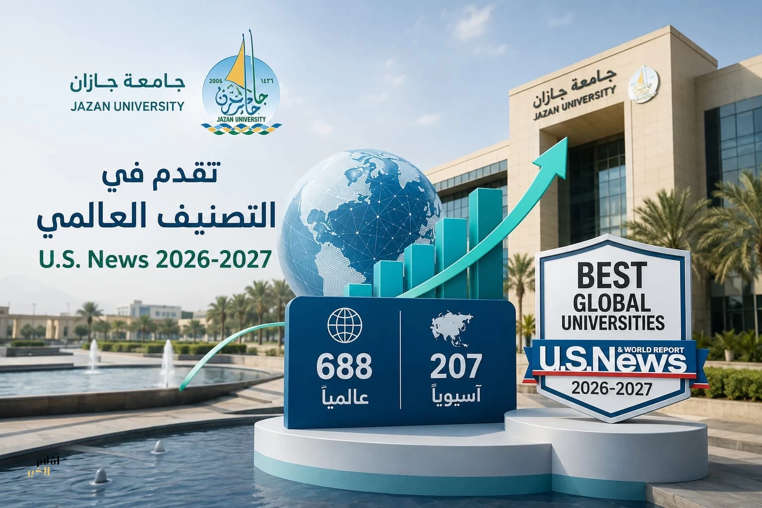 جامعة جازان تعزز حضورها العالمي بتقدمها في تصنيف U.S. News
