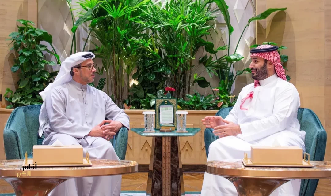 سمو ولي العهد يلتقي الشيخ منصور بن زايد آل نهيان