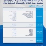 تجمع القصيم الصحي يعلن عن وظائف شاغرة للسعوديين في تخصصات طبية وصحية متعددة