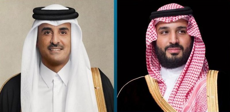 سمو ولي العهد يتلقى اتصالاً هاتفياً من أمير دولة قطر