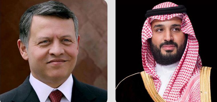 سمو ولي العهد يتلقى اتصالاً هاتفياً من ملك الأردن للاطمئنان على صحة خادم الحرمين الشريفين
