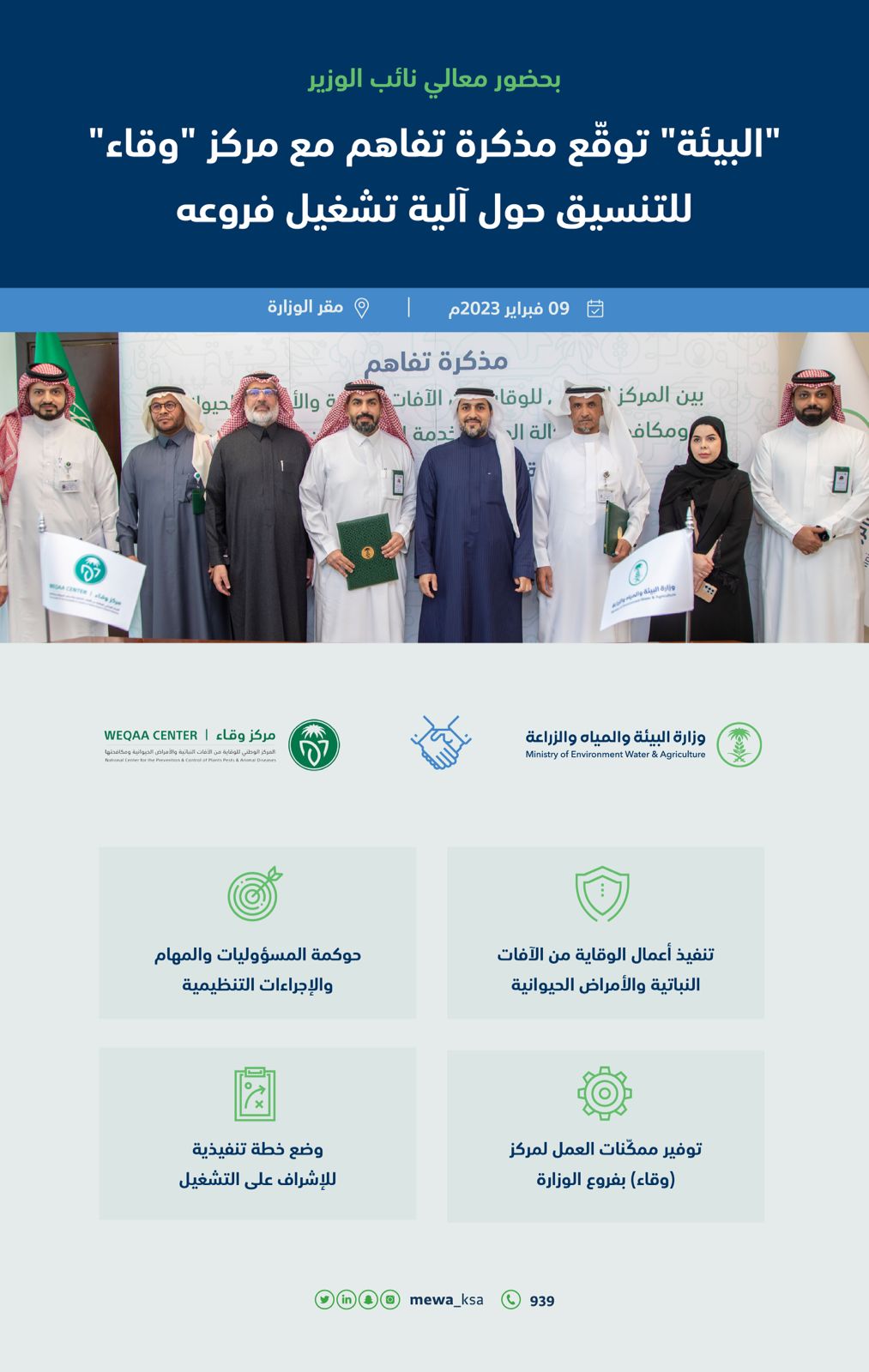 المشيطي" يشهد توقيع مذكرة تفاهم بين الوزارة ومركز "وقاء"لتنفيذ آلية تشغيل فروع المركز