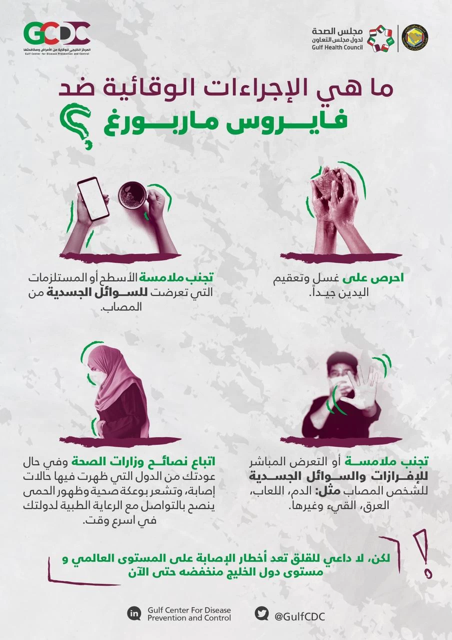 المركز الخليجي للوقاية من الامراض ومكافحتها يوضح فيروس ماربورغ وطريقة الحماية منه