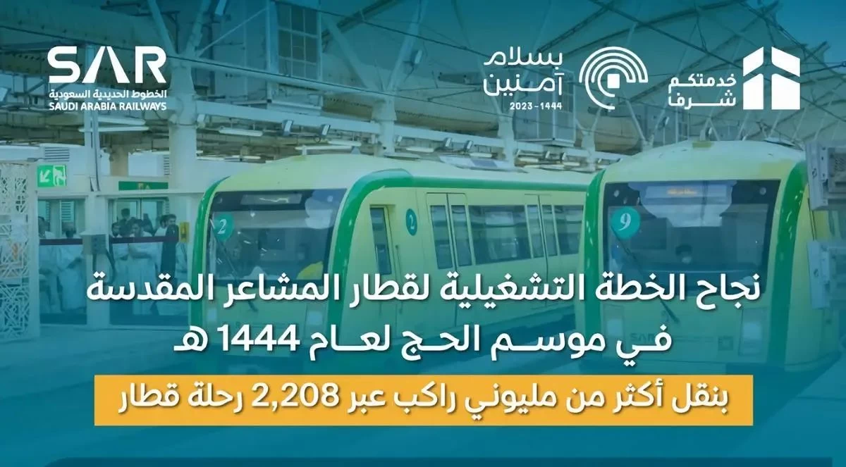 سار تعلن نجاح خطة تشغيل قطار المشاعر المقدسة لموسم الحج بنقل 2.13 مليون راكب على متن 2208 رحلة