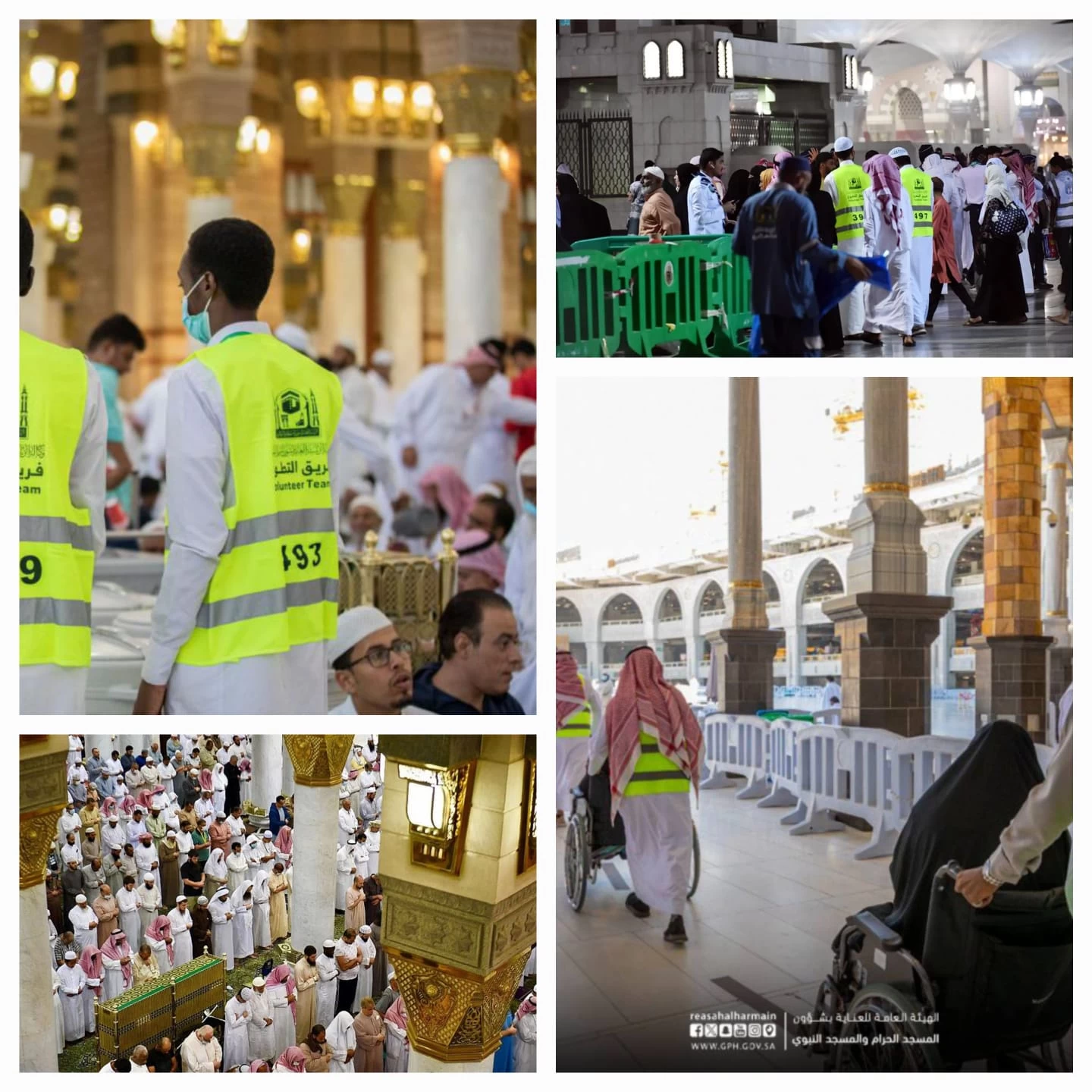 3300 متطوّع يساندون جهود العناية بالمصلين بالمسجد النبوي ليلة ( 29 ) من رمضان 