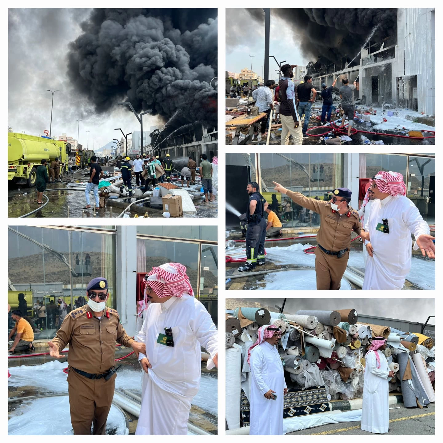 وكيل المحافظة يقف على حريق المفروشات وسط المحافظة