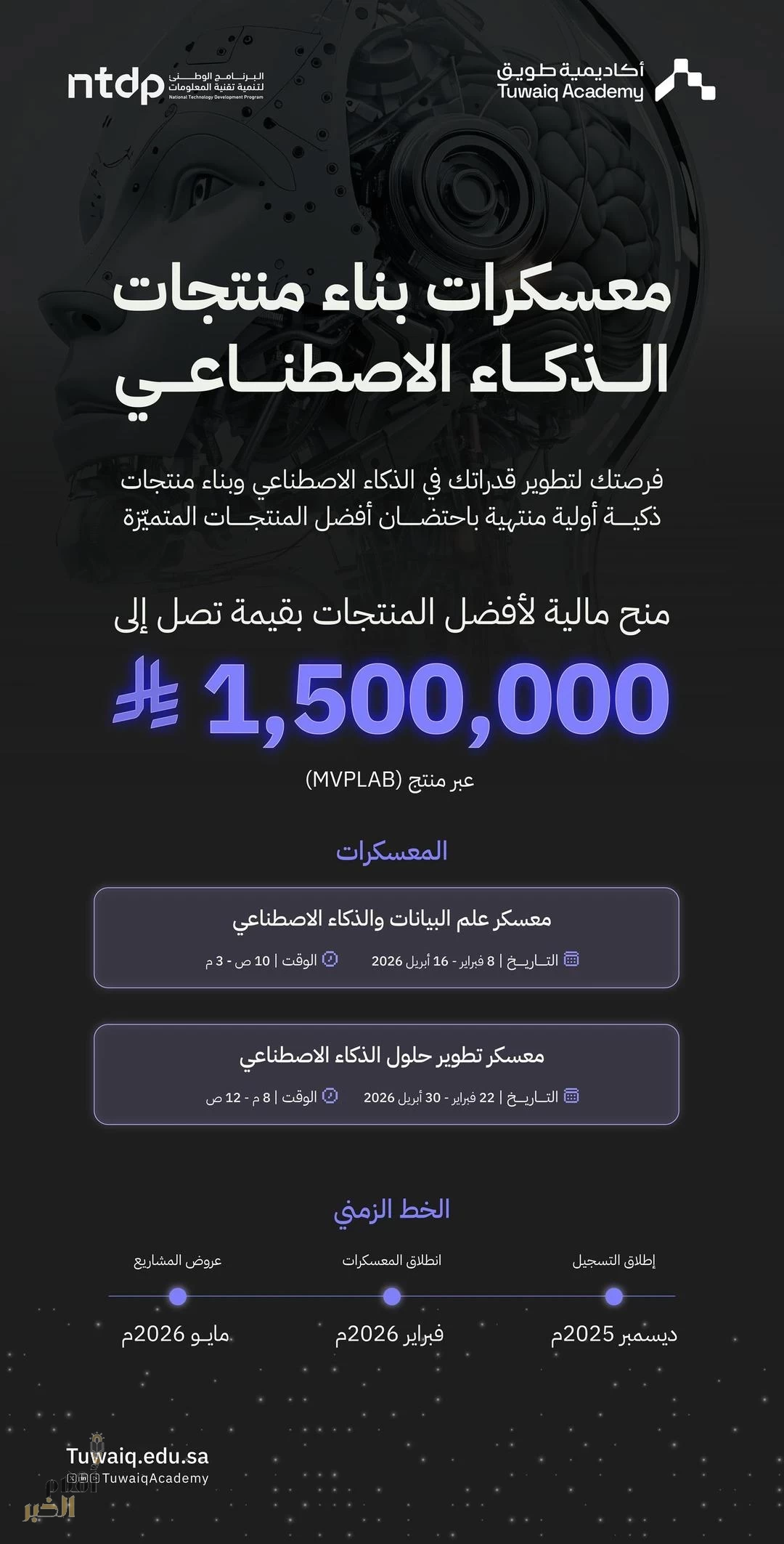 أكاديمية طويق بالشراكة مع "ntdp" تطلق معسكرات بناء منتجات الذكاء الاصطناعي