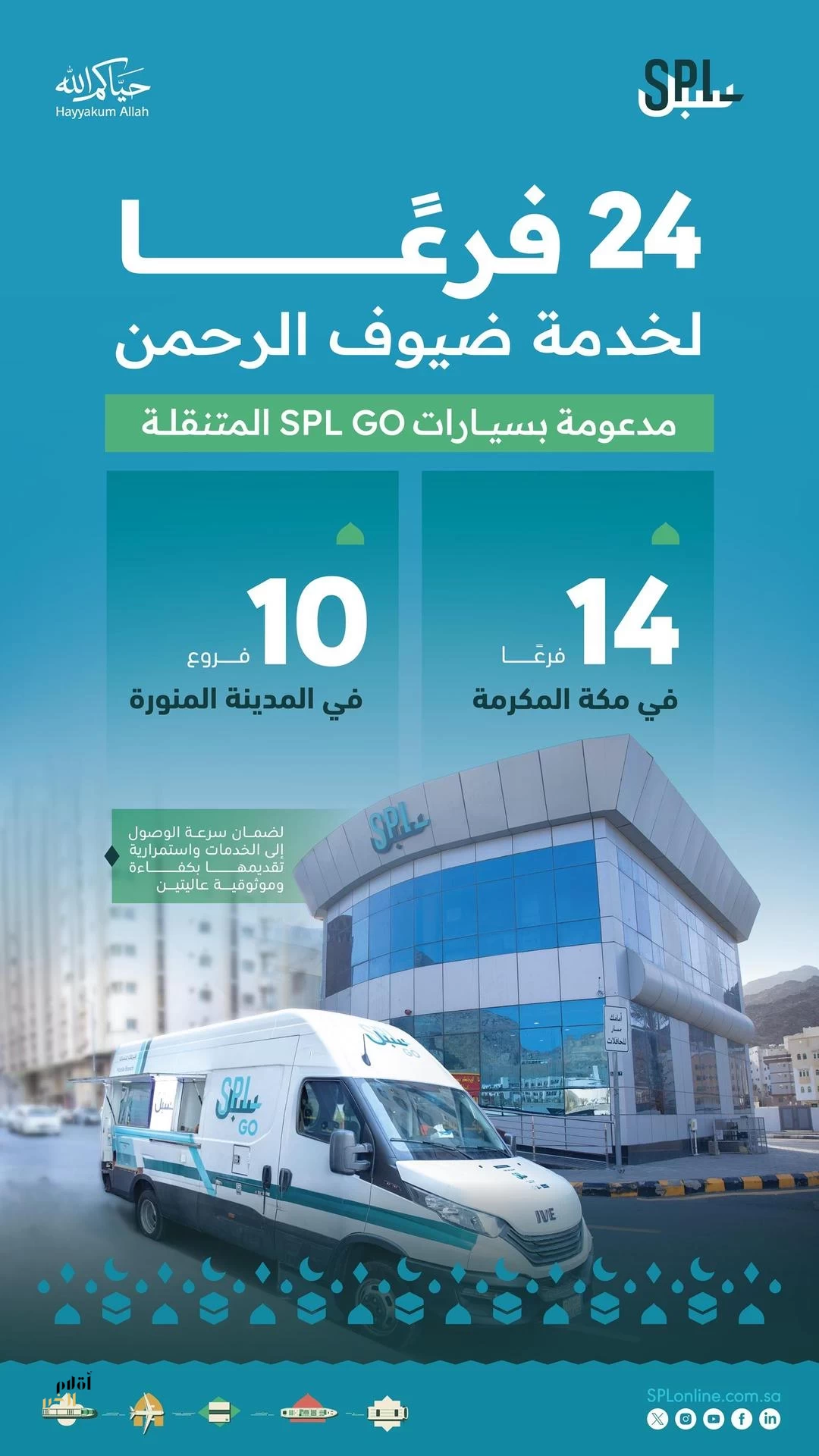 "سبل" تواصل خدمة ضيوف الرحمن عبر 24 فرعًا في مكة المكرمة والمدينة المنورة