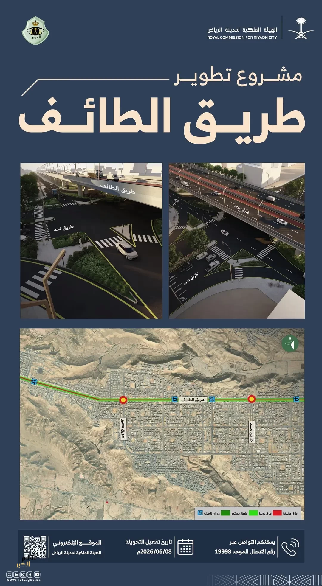 الهيئة الملكية لمدينة الرياض تبدأ تنفيذ جسرين ضمن مشروع تطوير طريق الطائف