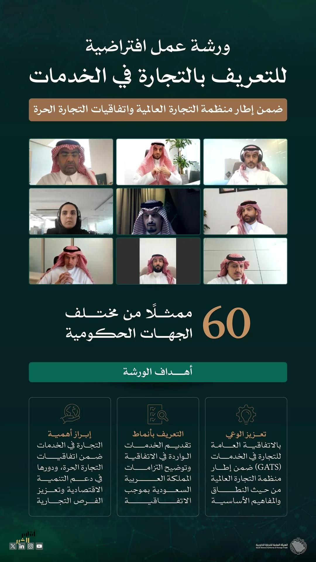 "التجارة الخارجية" تعقد ورشة عمل افتراضية للتعريف بالتجارة في الخدمات