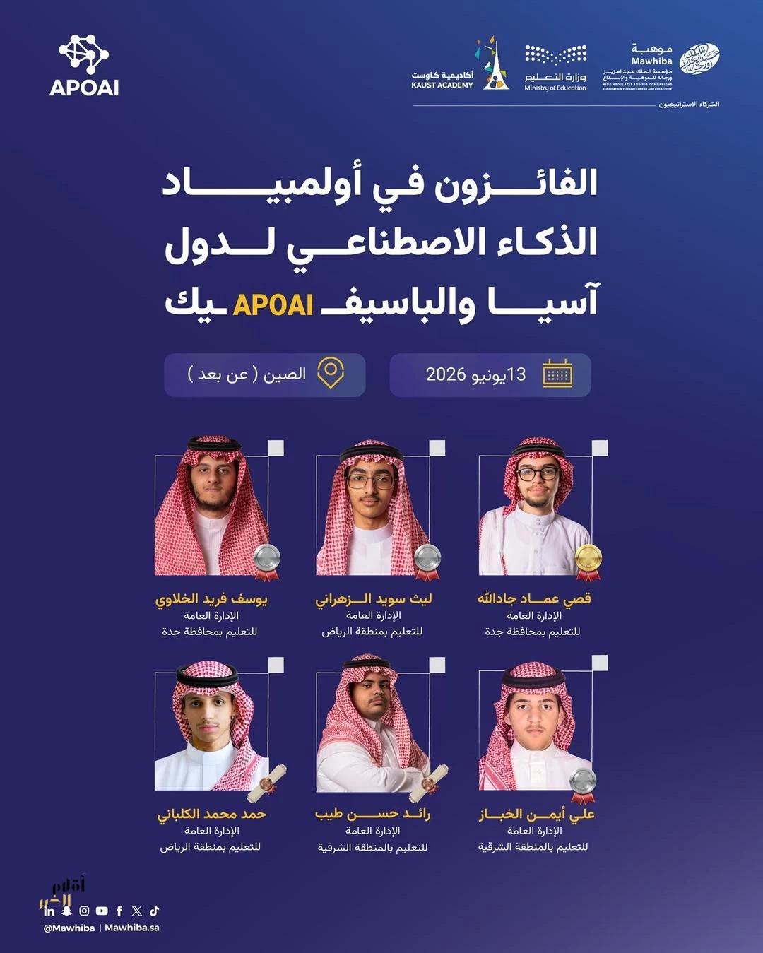 المنتخب السعودي للذكاء الاصطناعي يحقق 6 جوائز في أولمبياد آسيا والباسيفيك