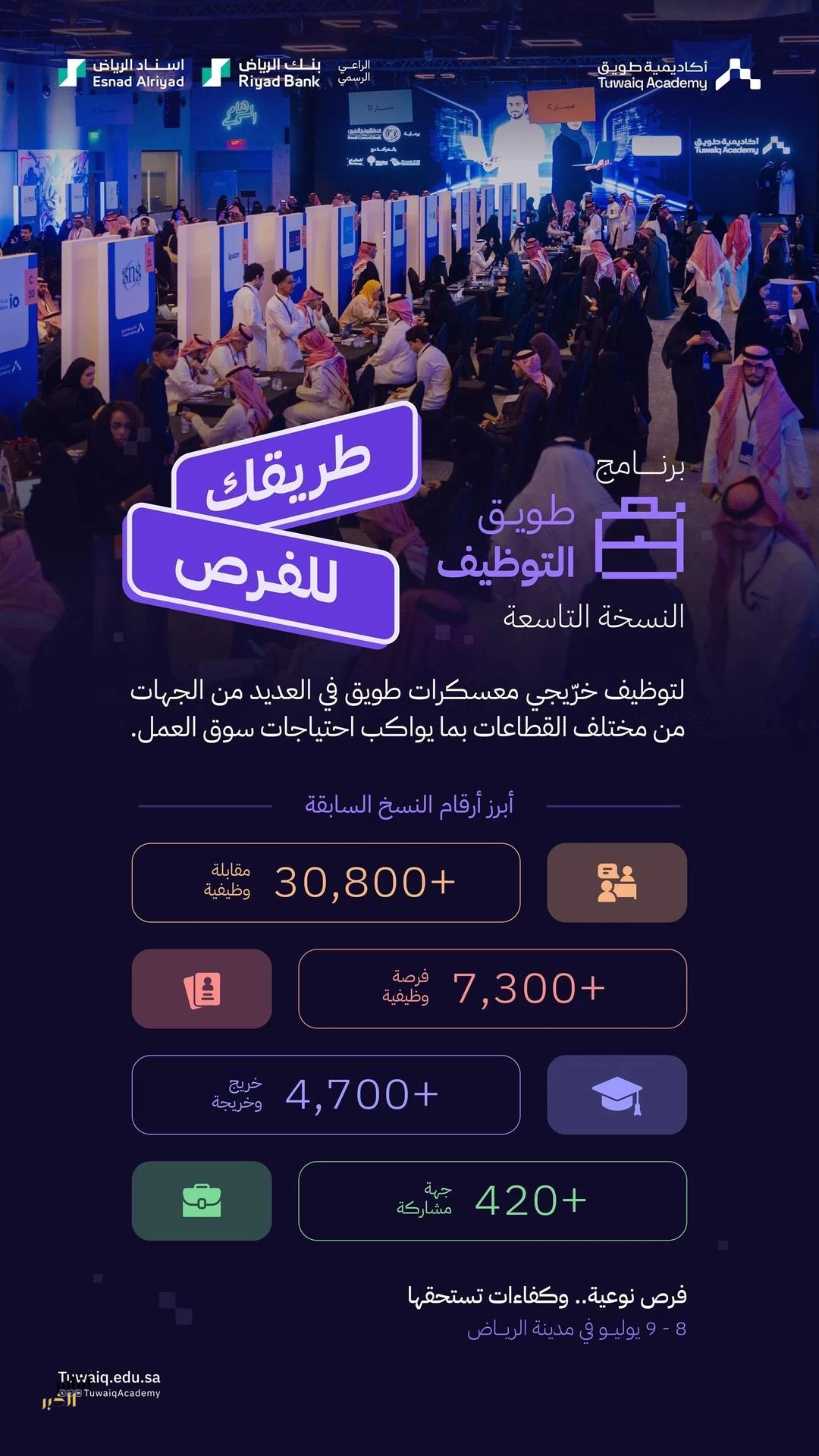 أكاديمية طويق تقيم برنامج طويق للتوظيف في الرياض تحت شعار "طريقك للفرص"