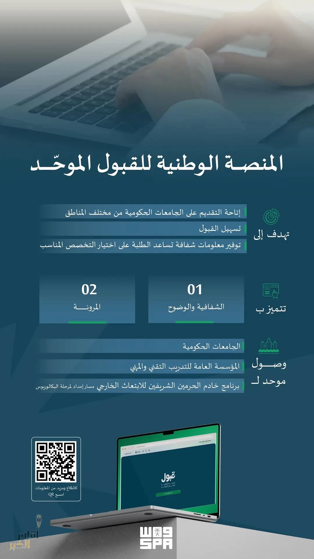 وزارة التعليم تُطلق "منصة قبول" الوطنية لتوحيد إجراءات القبول في الجامعات والجهات التعليمية