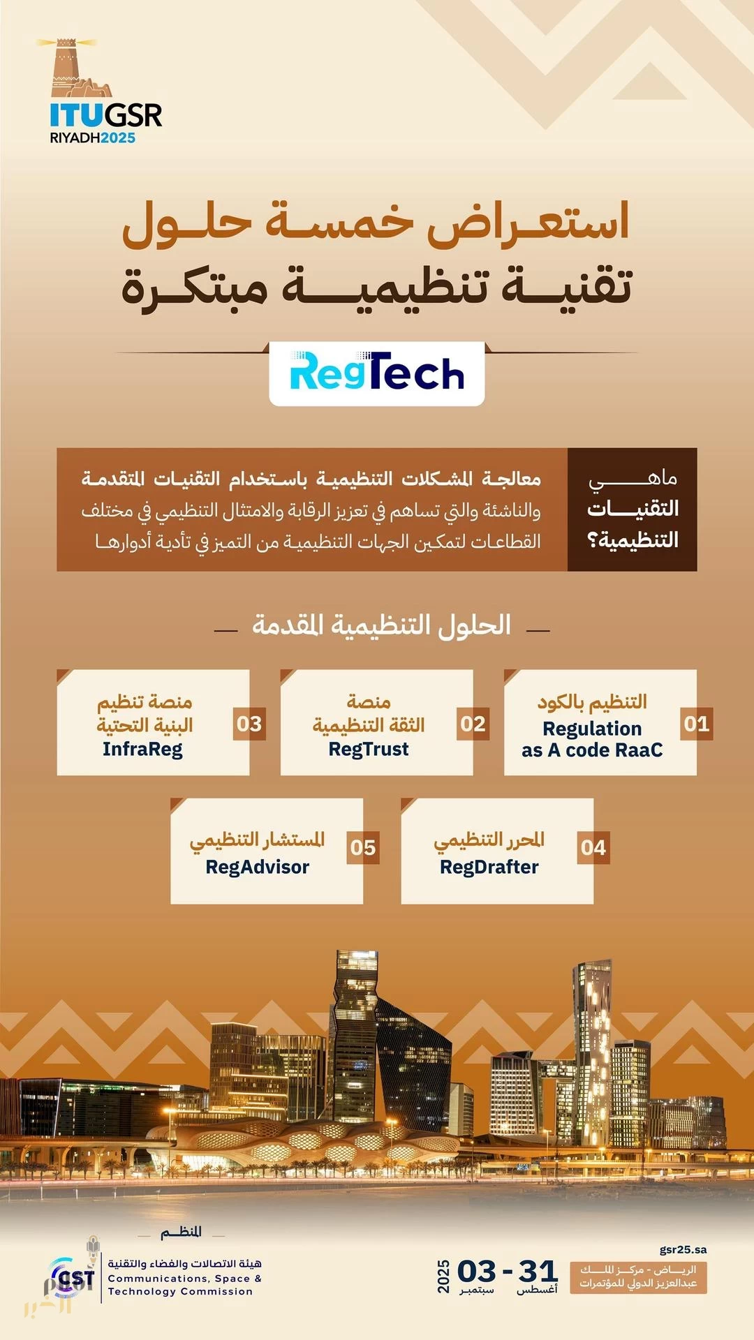 هيئة الاتصالات والفضاء والتقنية تستعرض خمسة حلول مبتكرة ضمن مشروع التقنيات التنظيمية "RegTech"