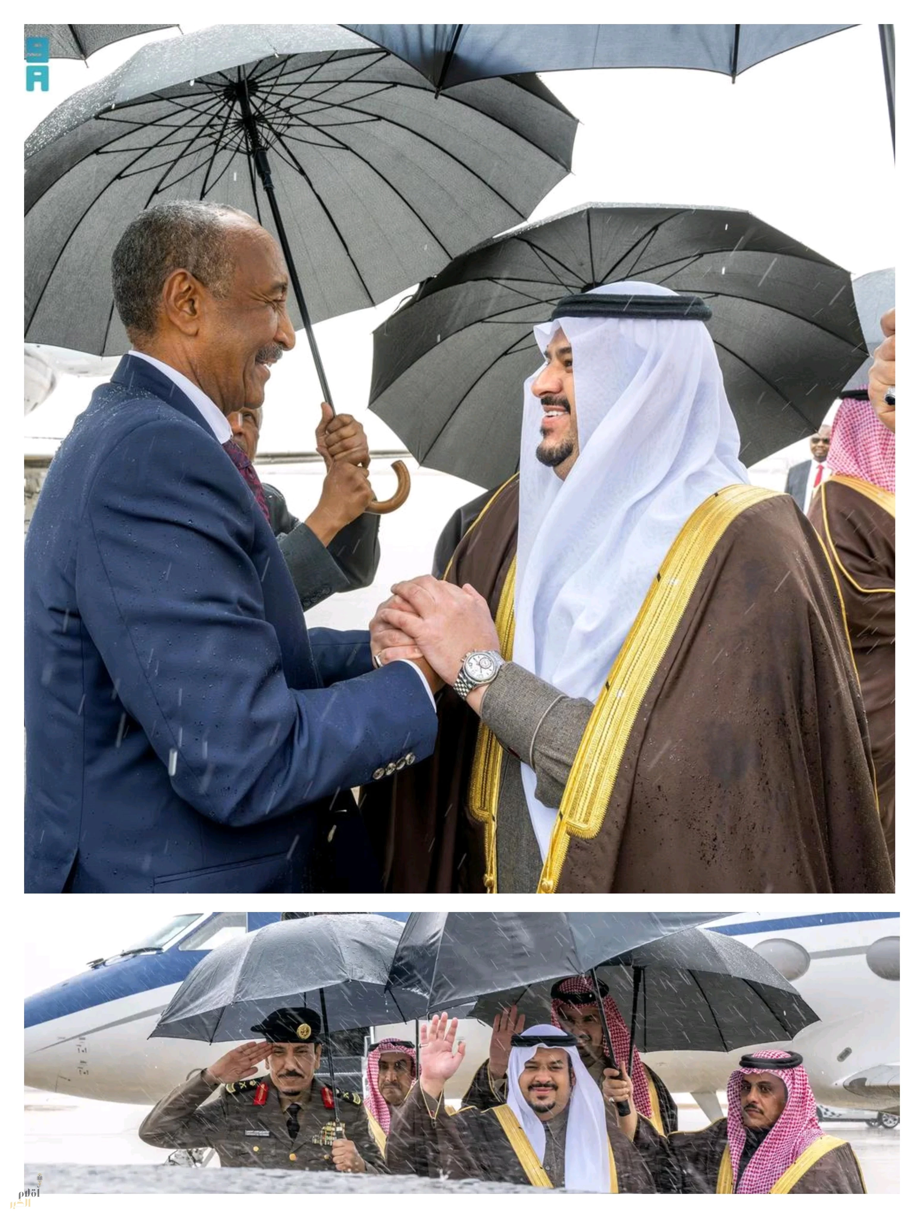 رئيس مجلس السيادة الانتقالي بجمهورية السودان يصل إلى الرياض وفي مقدمة مستقبليه نائب أمير المنطقة