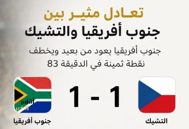 جنوب أفريقيا والتشيك تقتسمان النقاط في مواجهة متكافئة بكأس العالم 2026