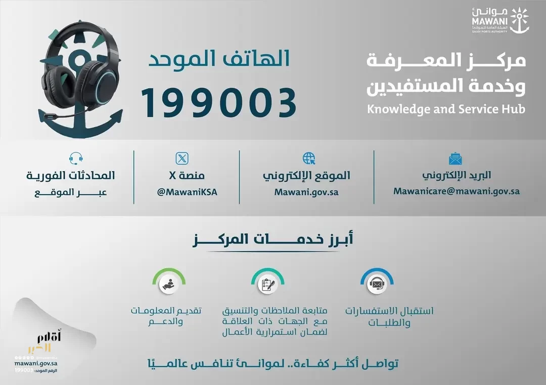 "موانئ" تطلق مركز المعرفة وخدمة المستفيدين (knowledge and service hub)