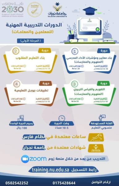 جامعة نجران تعلن بدء التسجيل بدورتها المهنية