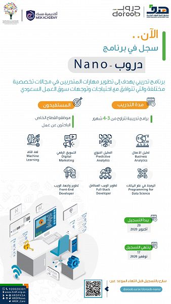 "هدف" و "مسك" يجددان دعوتهما إلى التسجيل في 7 دورات تدريبية
